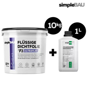 FLÜSSIGE DICHTFOLIE F1 ULTRAFLEX 10KG + TIEFENGRUND 1L flüssigfolie, duschabdichtung set, duschabdichtung, abdichtung dusche, flüssigfolie dusche, dichtband dusche