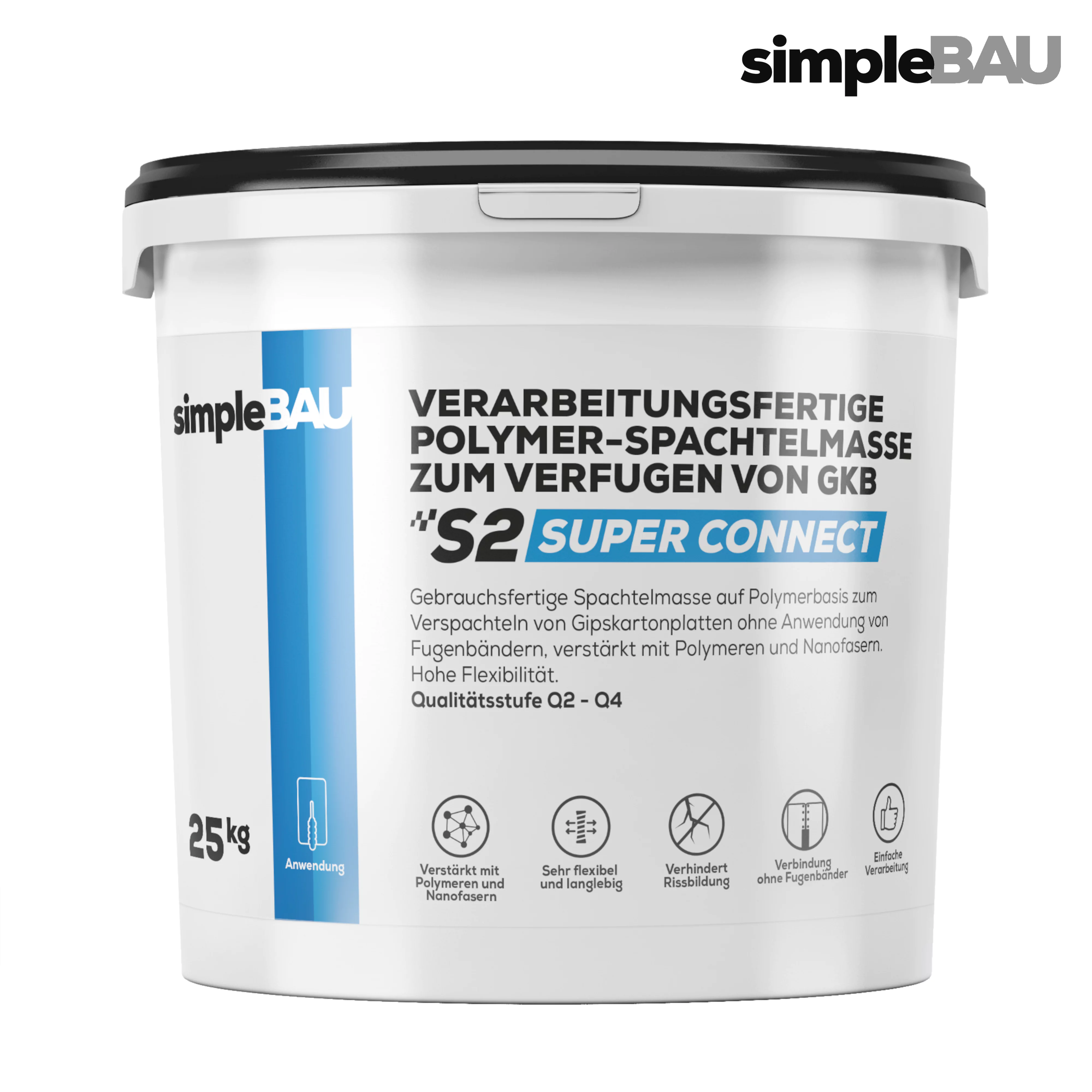 POLYMER-SPACHTELMASSE ZUM VERFUGEN VON GKB S2 simpleBAU spachtelmasse, fertigspachtel weiß innen, spachtelmasse weiß, spachtelmasse weiß innen, gips, reparaturspachtel