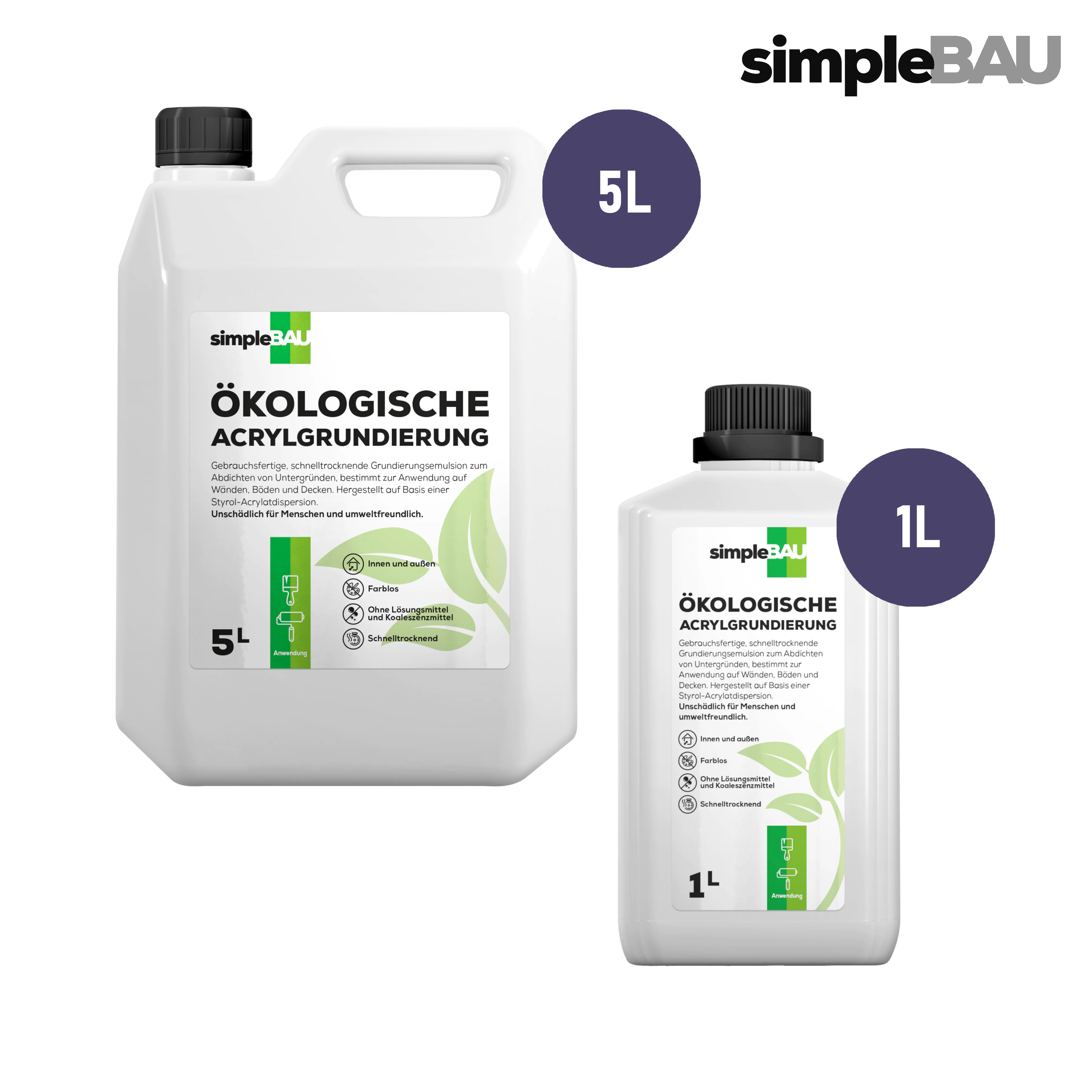Ökologische ACRYLGRUNDIERUNG simpleBAU 1L tiefengrund, grundierung wand innen, tiefengrund innen, tiefengrund rigips, grundierung wand